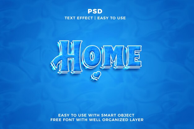 PSD home 3d bewerkbare photoshop tekst effect stijl psd met achtergrond