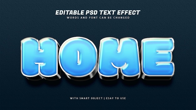 Home 3d blue text effect editable