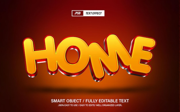 PSD home 3d editable psd text effect