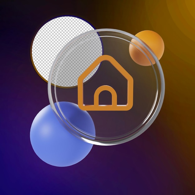 Home 3d glassmorphism style premium psd