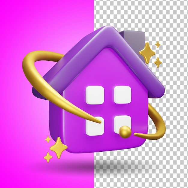 Home 3D-pictogram UI-illustratie