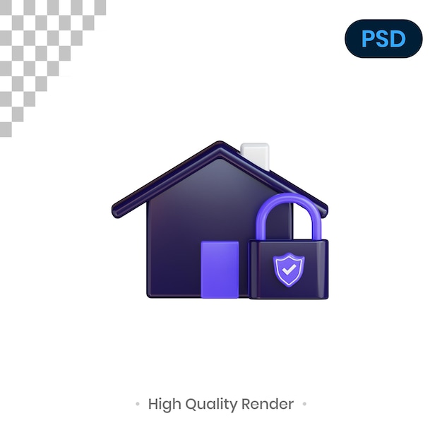 PSD home 3d render illustration premium psd