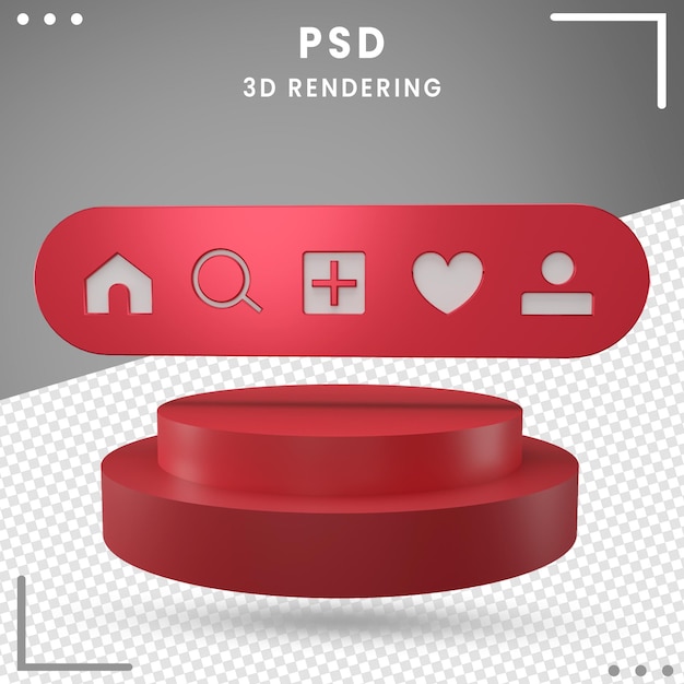 Home 3d rotated logo icon instagram isolated in 3d rendering