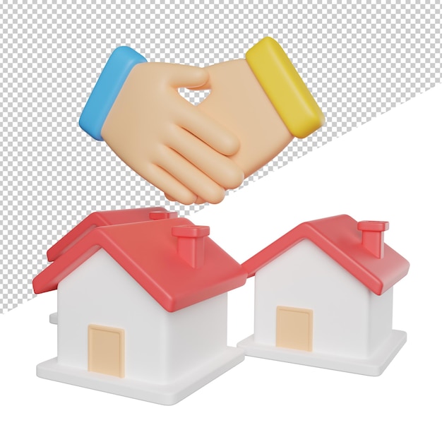 PSD home agreement building a hand is shaking a house with a red roof
