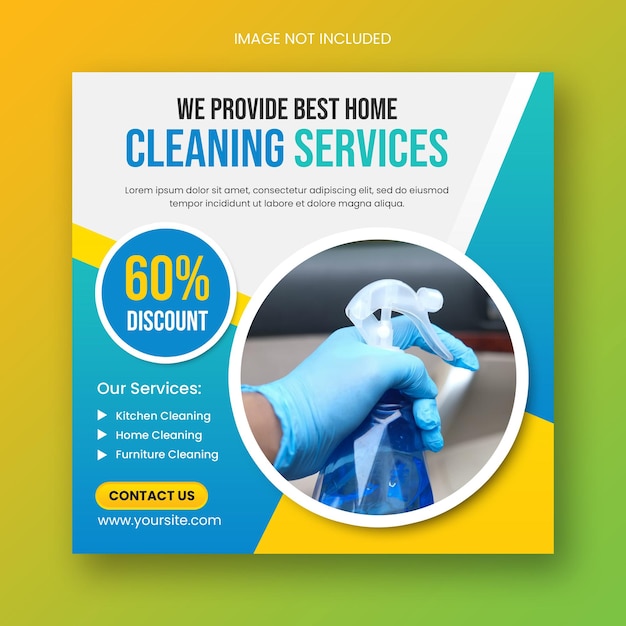 PSD home and house cleaning service social media post en webbanner