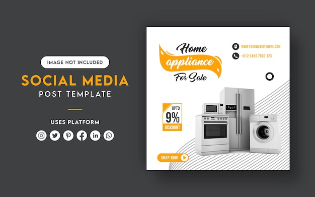 PSD home appliances template for social media marketing