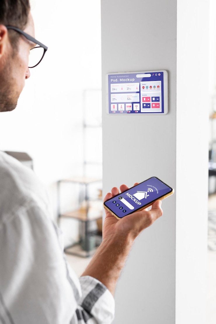 PSD home automation concept mockup with thermostat