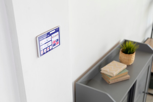 Home automation concept mockup with thermostat