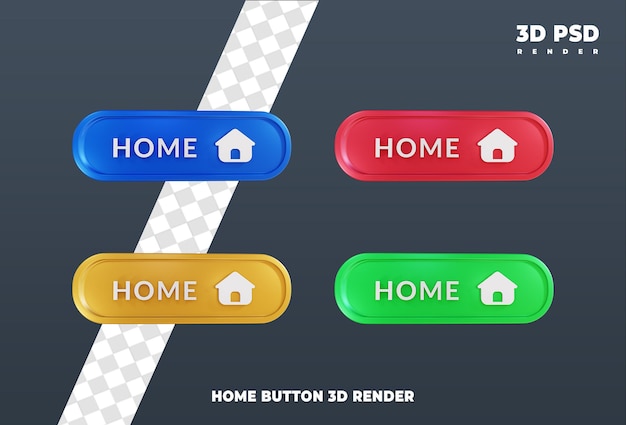 PSD home button design 3d render icon badge isolated