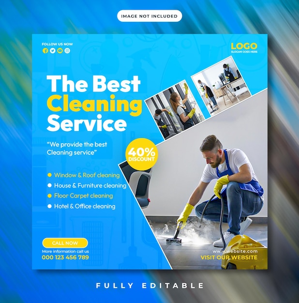 PSD home cleaning service or cleaning service social media post