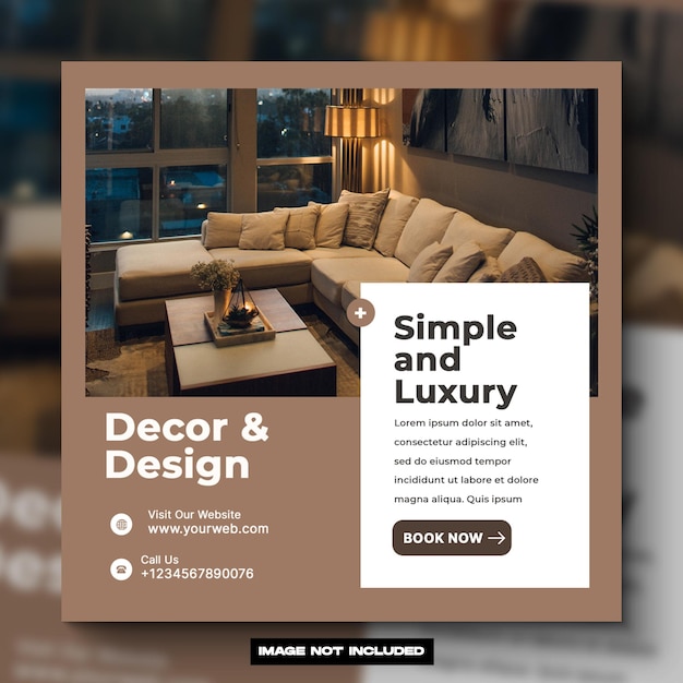 PSD home decor design flyer template for social media