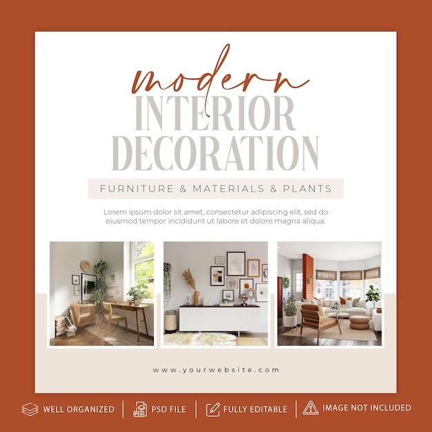 Home decor interieur inspiratie instagram post of cover template