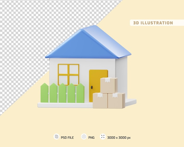 PSD home delivery 3d illustration