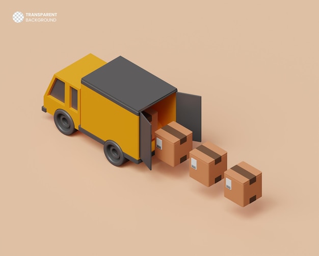 PSD home delivery express shipping background 3d render illustration