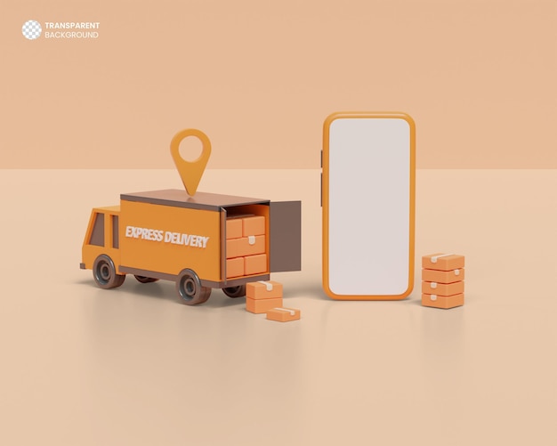 PSD home delivery express shipping background 3d render illustration