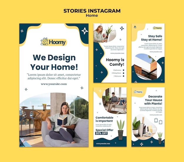 PSD storie di instagram di design per la casa