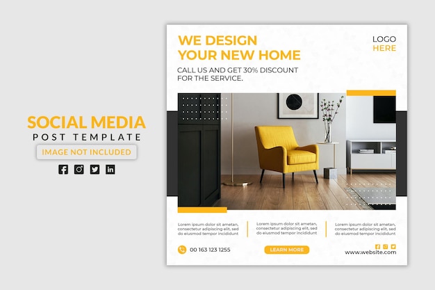 Home design social media post or web banner template