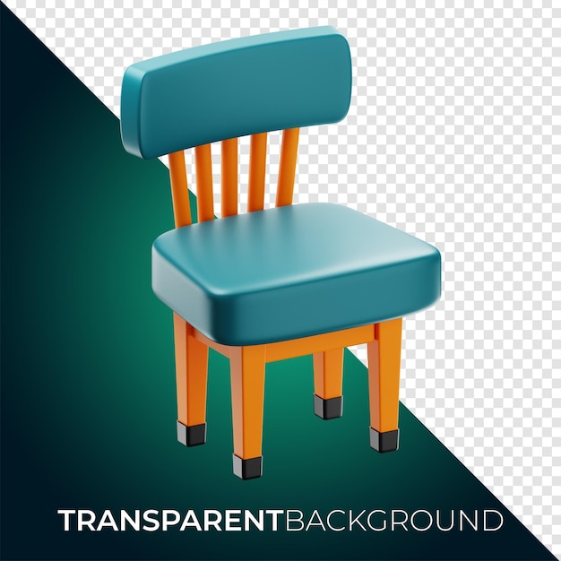 Home furniture chair icon 3d rendering on isolated background png