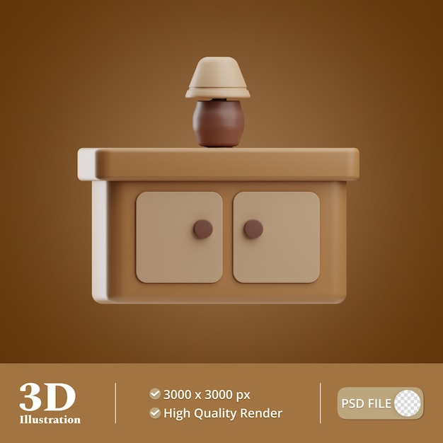 Home furniture night stand illustration 3d