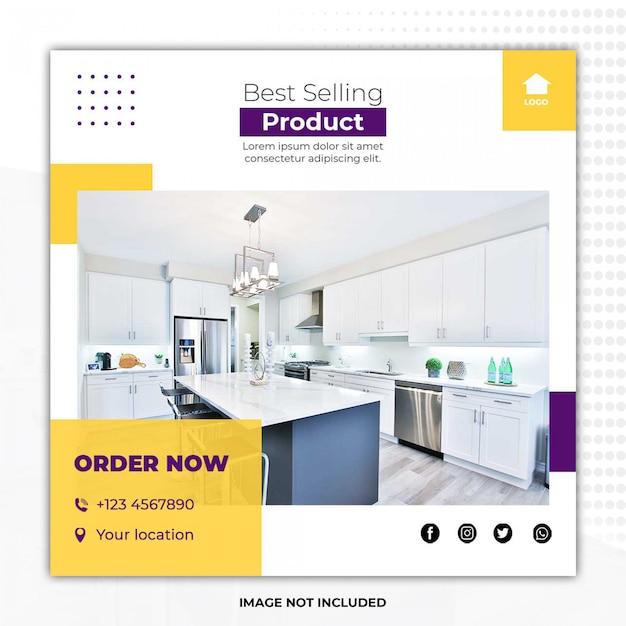 Home furniture social media post banner templates
