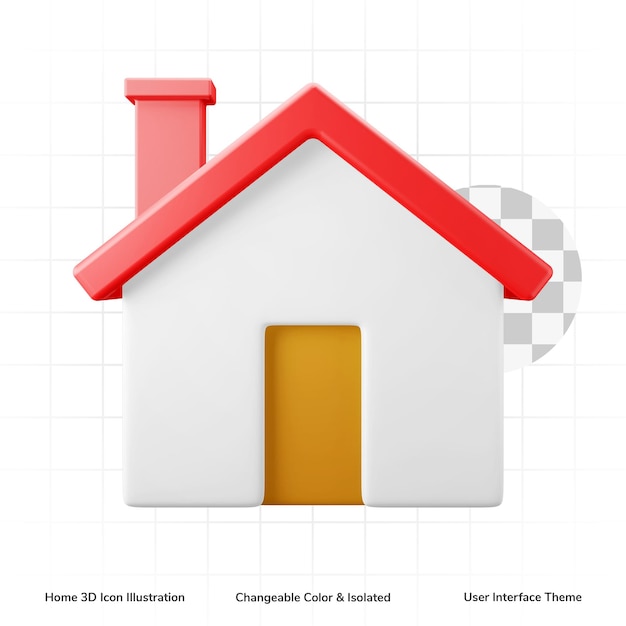 PSD home house flat view ui design theme 3d icon illustration editable isolated