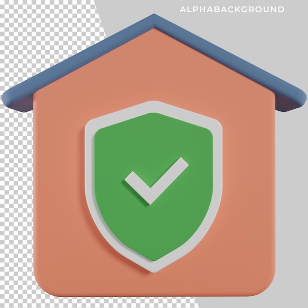 Home insurance 3d icon illustration