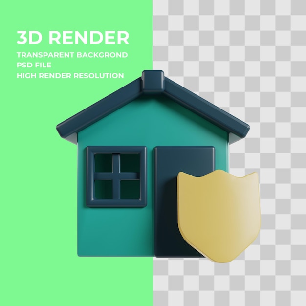 PSD home insurance 3d illustration