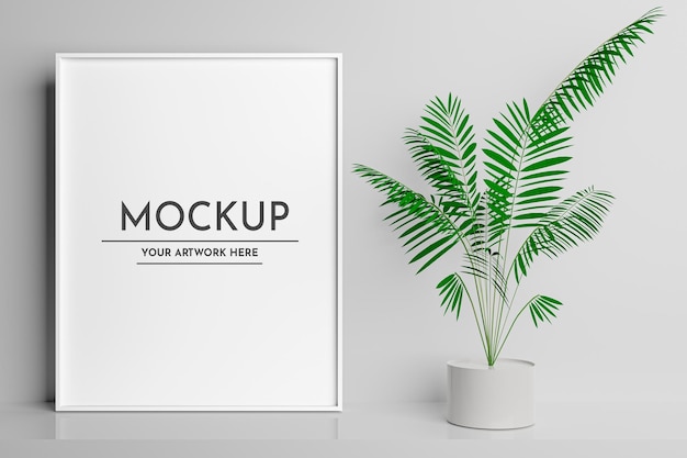 Mockup di poster in bianco per interni di casa con cornice vuota psd premium