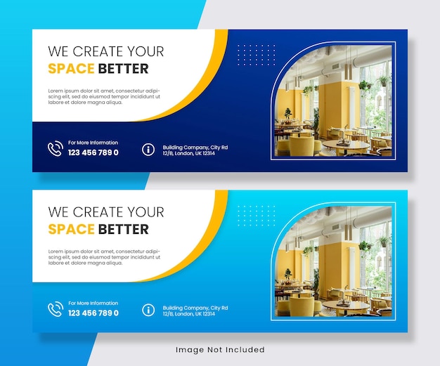 PSD home interior design facebook cover template