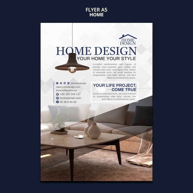 PSD home interior design flyer template