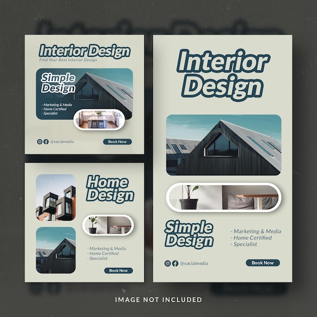 ホームインテリアデザインのInstagramの投稿とバナーテンプレート