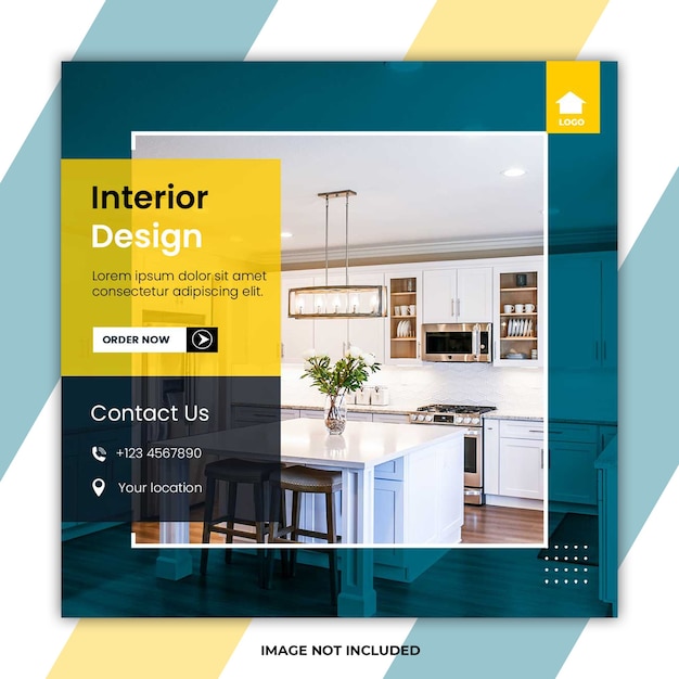 Home interior design social media post templates