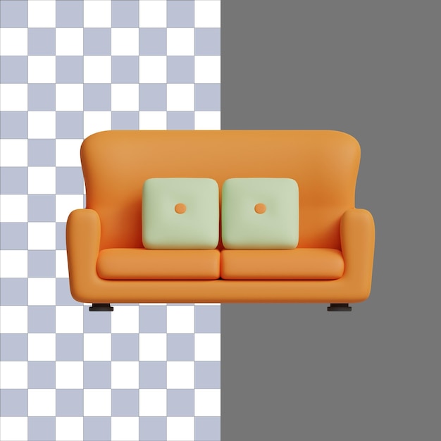 Home interior sofa icon 3d rendering