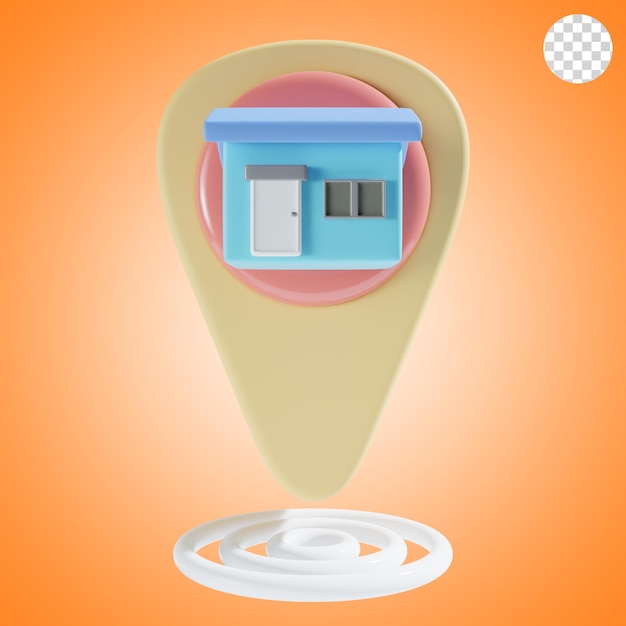 PSD home location 3d icon.