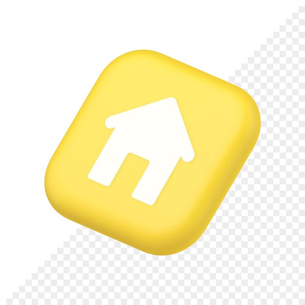Home page button house web symbol cyberspace interface symbol website icon 3d rendering