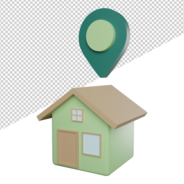 PSD home placeholder location side view 3d illustration rendering transparent background