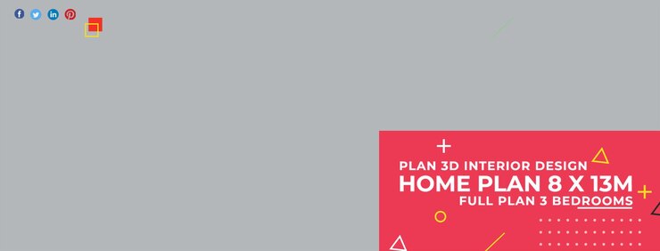 PSD home plan 8 x 13m - 3d interior design