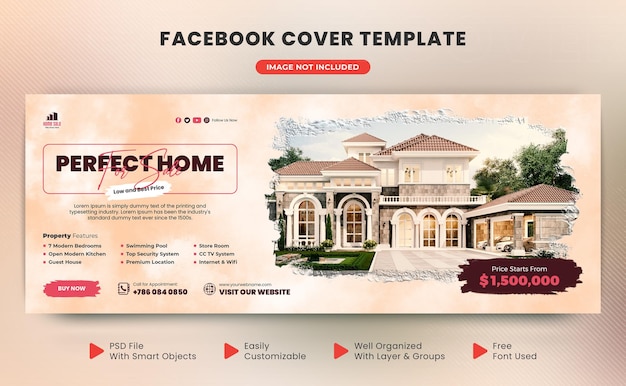 PSD home and property sale creative brush effect facebook cover or web banner design