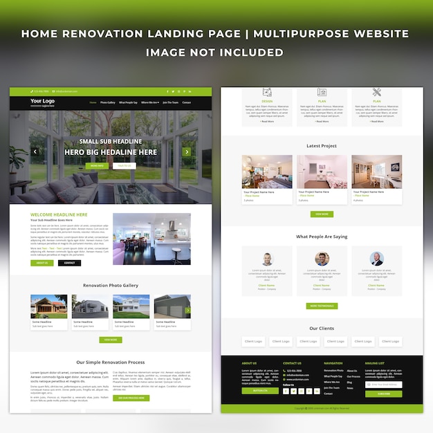 Home renovation landing page template