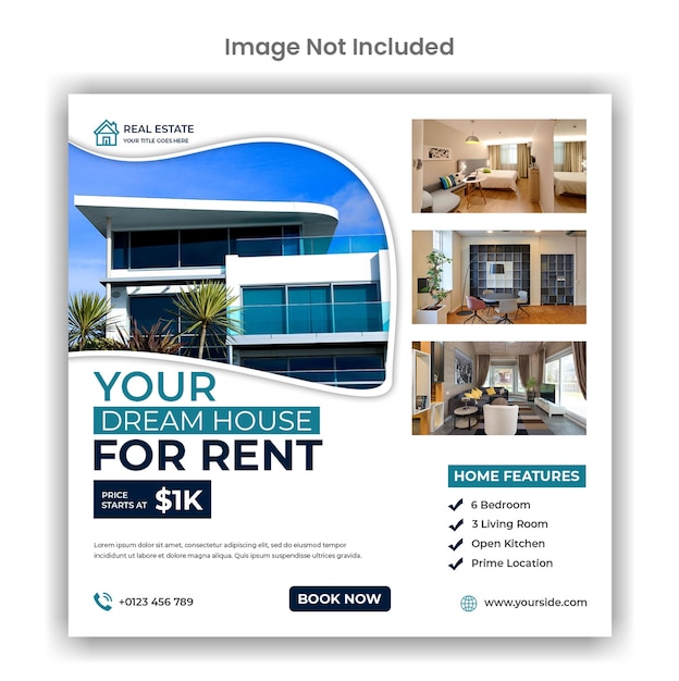 PSD home rent social media or instagram post template design