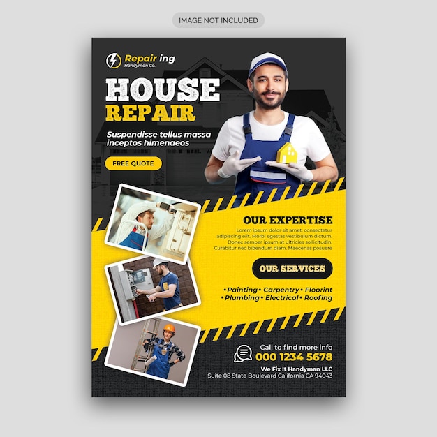 PSD home repair services flyer template