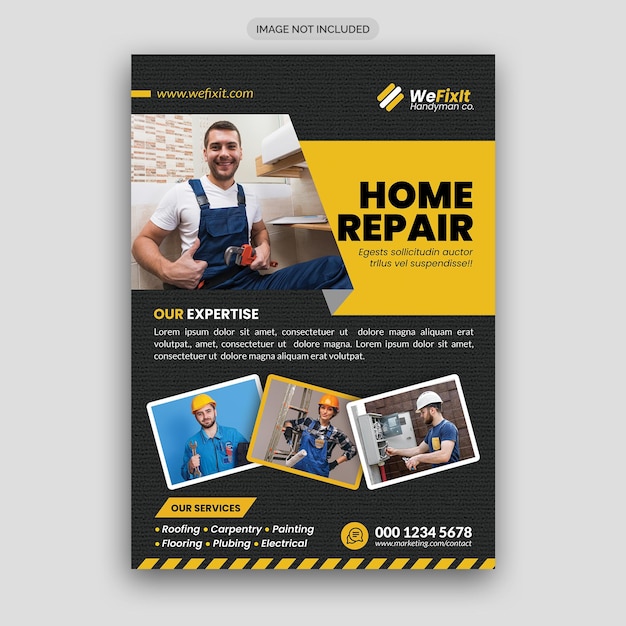 PSD home repair services flyer template