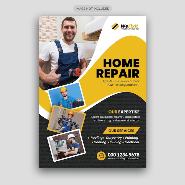 PSD home repair services flyer template