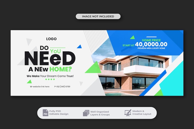 PSD home sale facebook cover or web banner template