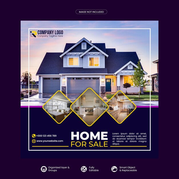 Home sale instagram post or social media banner template