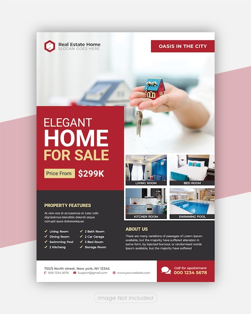 Home for sale Real Estate Flyer template design