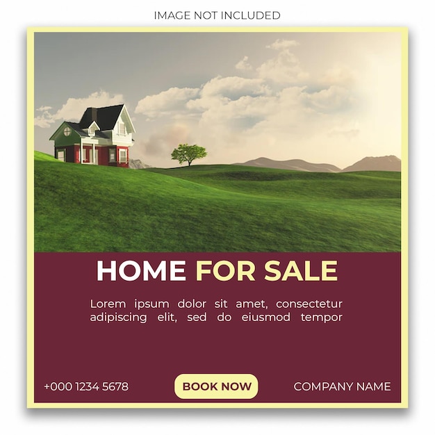 PSD home for sale social media banner template