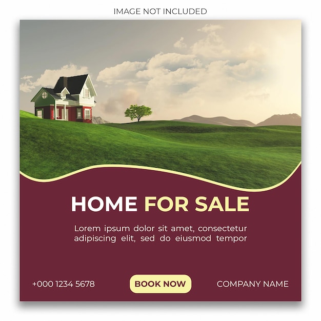 PSD home for sale social media banner template