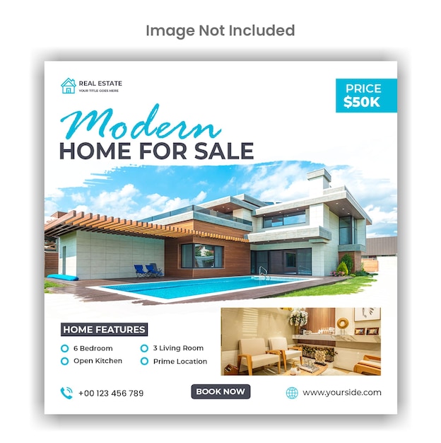 住宅販売ソーシャル メディアまたは instagram の投稿のデザイン テンプレート