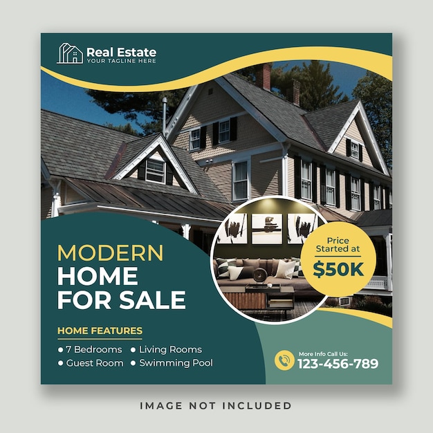 PSD home for sale social media post template